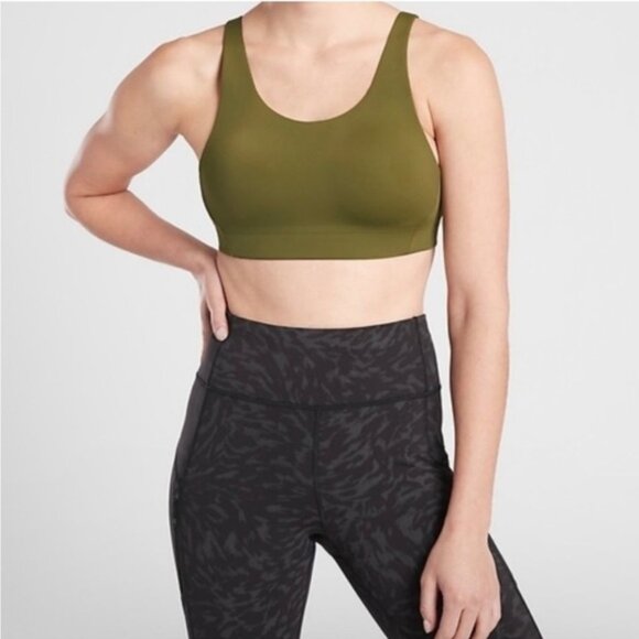 NWT Athleta Olive Green Advance Sprint Full Coverage Sports Bra Size 32B - Picture 1 of 3